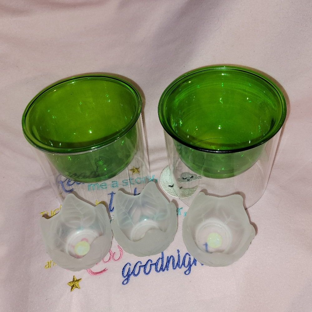 Partylite Candle Holder Lot Boxed 2 Pop Fusion Lime Mini Hurricane And 3 Tulip